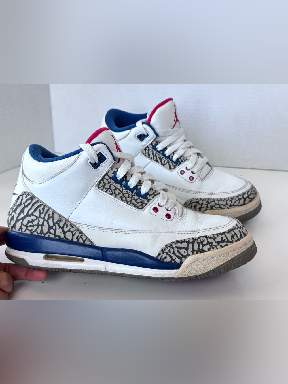 Air Jordan 3 Retro True Blue 2016 GS Size 6Y White Blue Red 854261-106